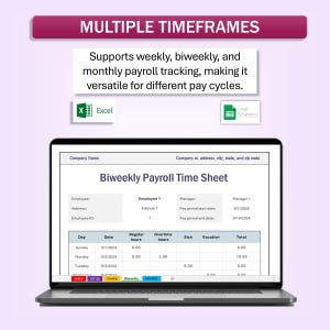 Payroll Timesheet Tracker | Excel & Google Spreadsheet Template ...