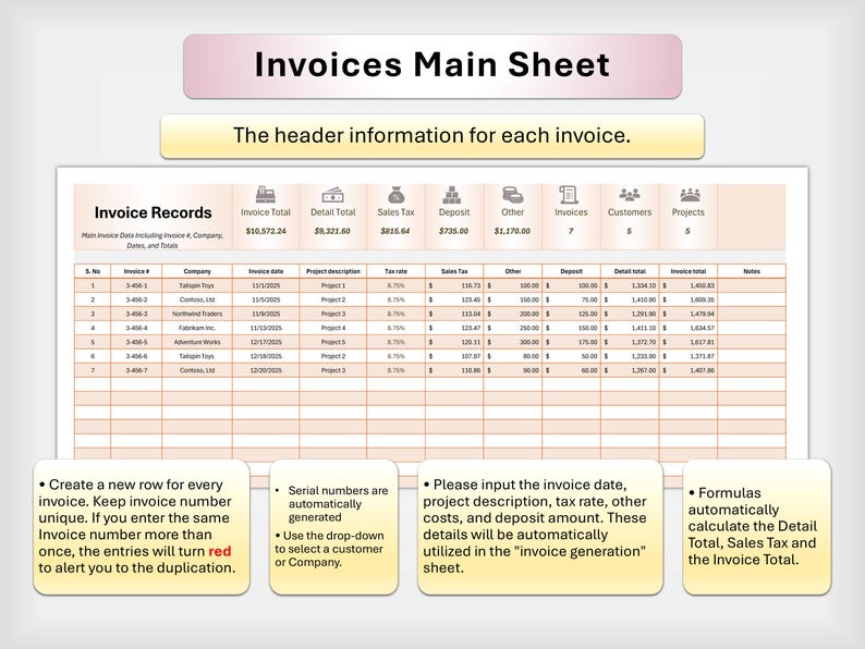Sales Invoice Tracker Excel & Google Spreadsheet Template | Generator ...