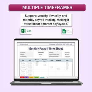 Payroll Timesheet Tracker | Excel & Google Spreadsheet Template ...