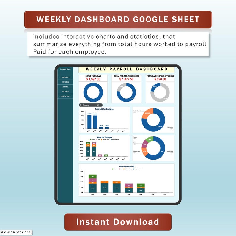 Weekly Payroll Timesheet Tracker Excel & Google Sheets Template ...