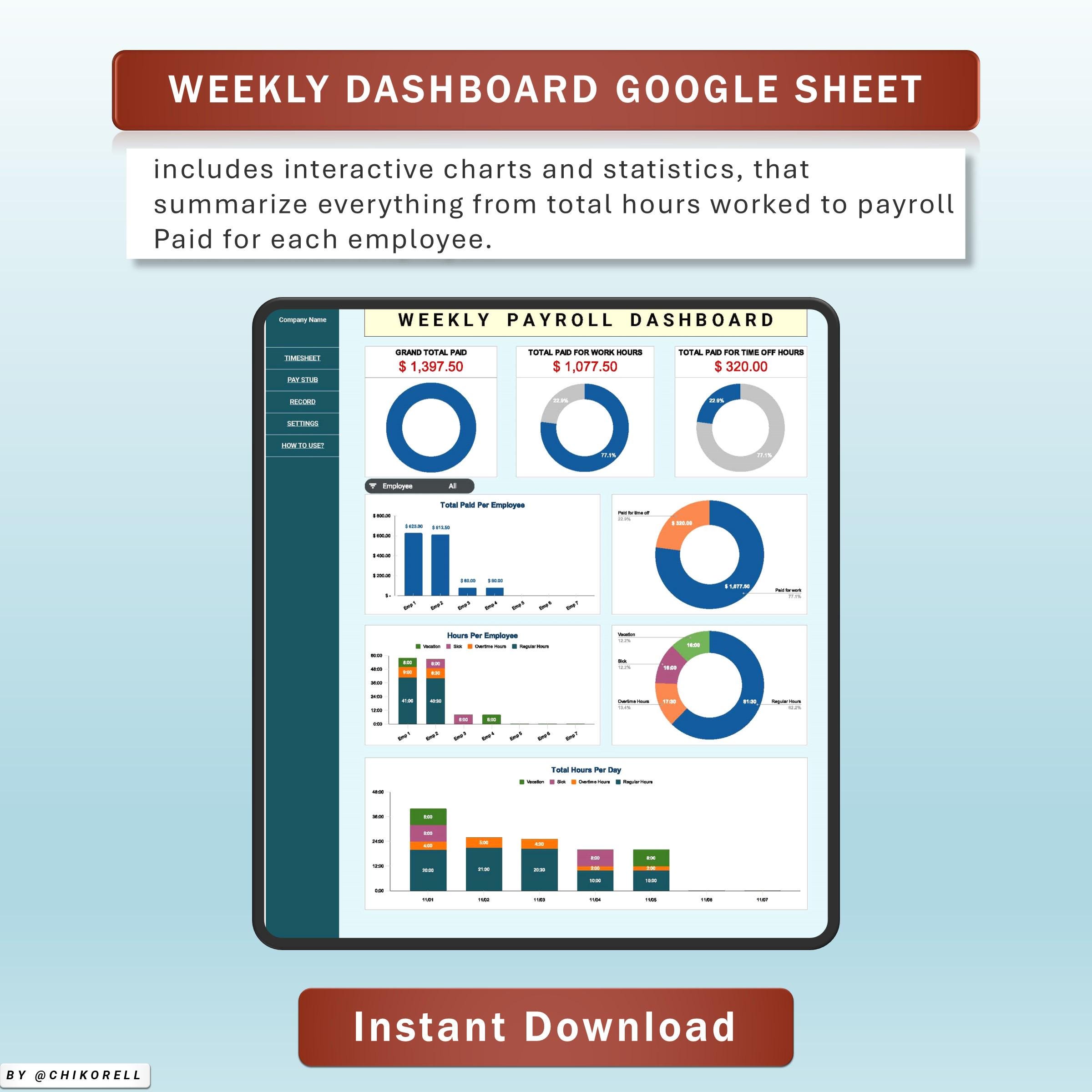Weekly Payroll Timesheet Tracker Excel & Google Sheets Template ...