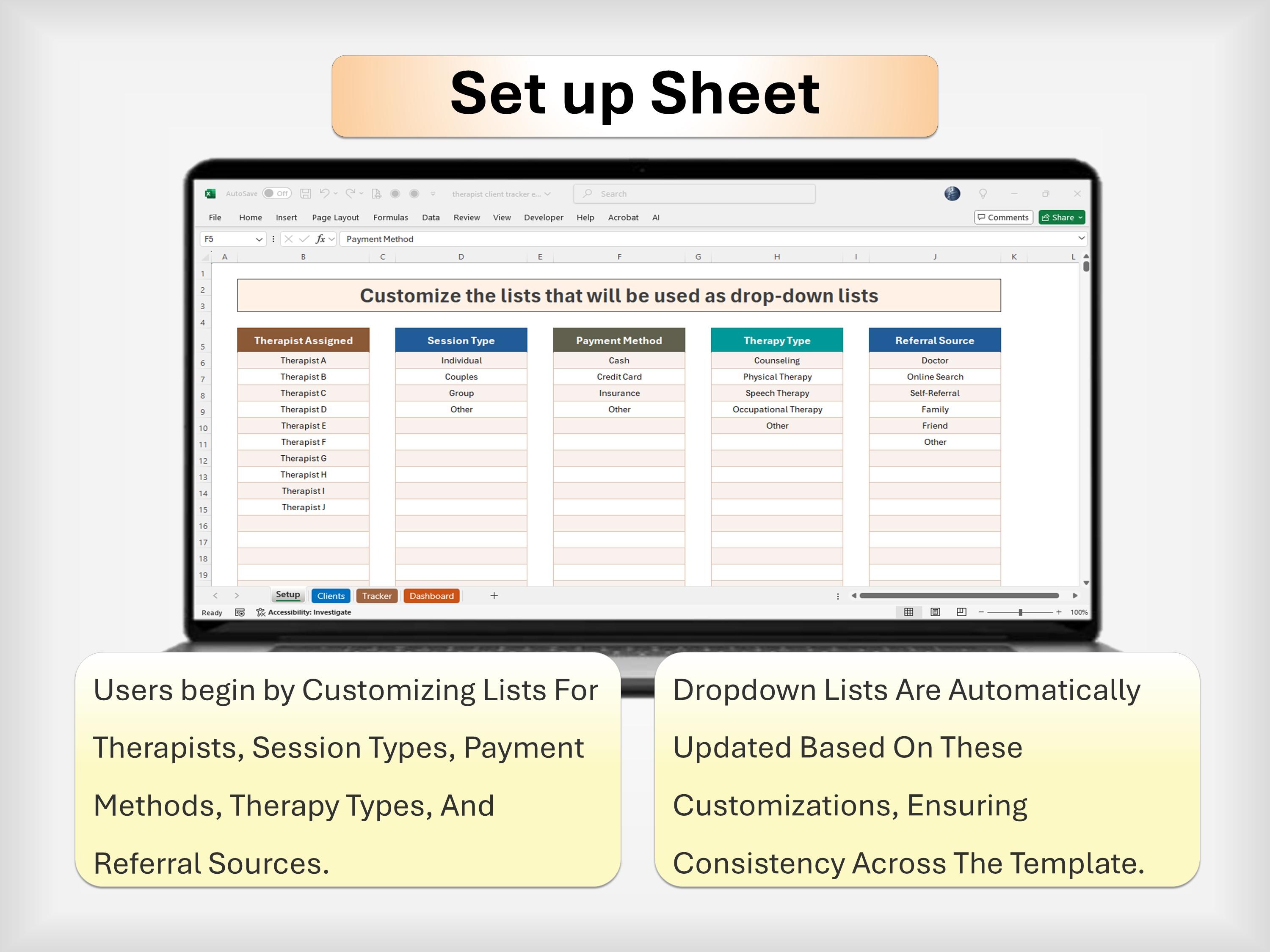 Therapist Client Tracker: Excel & Google Sheets Therapy Planner ...