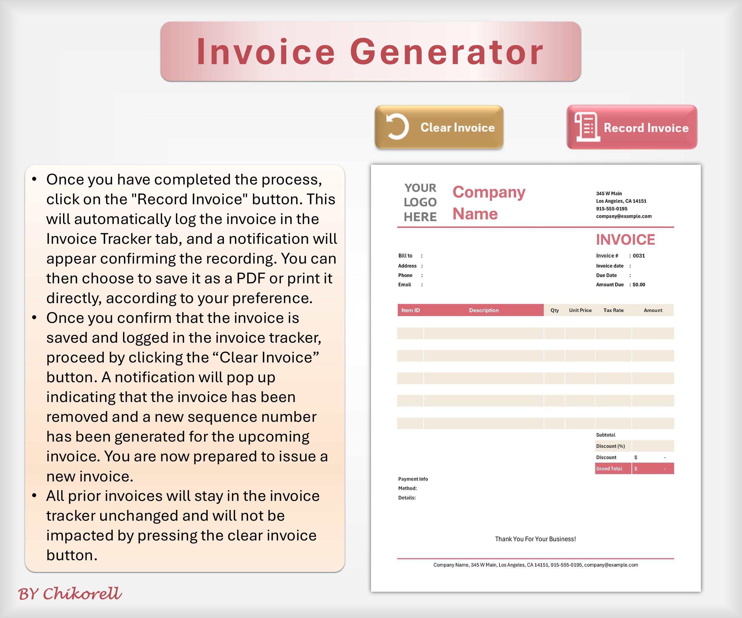 Invoice Tracker Excel Template Generator With VBA & Interactive ...