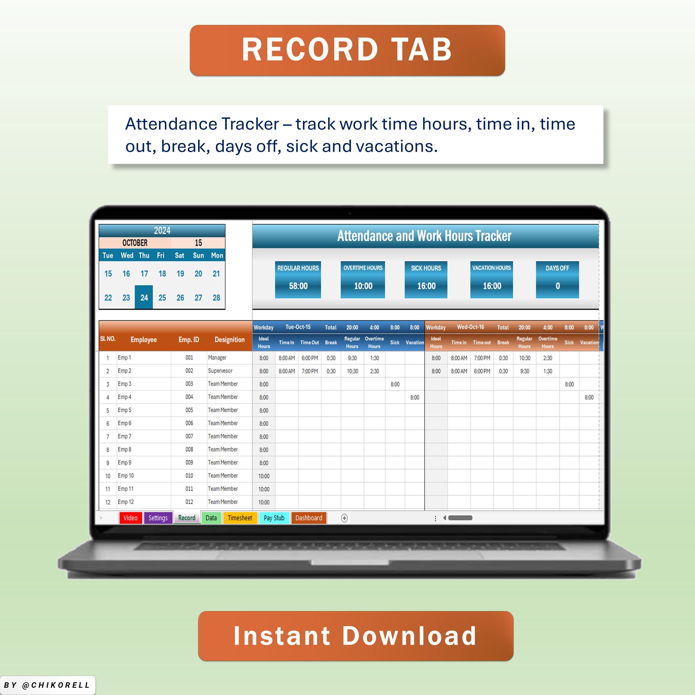 Biweekly Payroll Timesheet Tracker Excel & Google Spreadsheets Template ...
