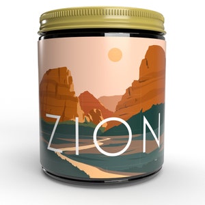 Zion National Park Vela de soja perfumada temática / Regalos del Parque Nacional / Diente de sándalo Almizcle Vela de cera de soja perfumada / Regalos al aire libre