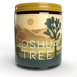 Vela de soja perfumada temática del Parque Nacional Joshua Tree / Regalos del Parque Nacional / Vela de cera de soja perfumada de almizcle terroso / Regalos al aire libre