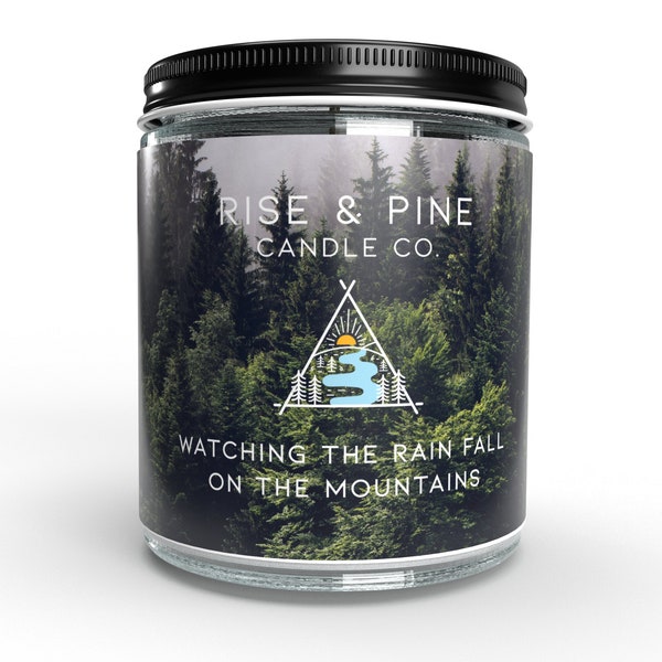 Rain Petrichor Soy Wax Candle | Rainfall Candle | Mountain Candle | Outdoors Gifts | Watching the Rain Fall on the Mountain