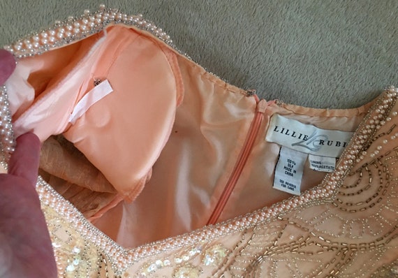 Lillie Rubin Dress, Peach, 100% Silk, 1992, Great… - image 8