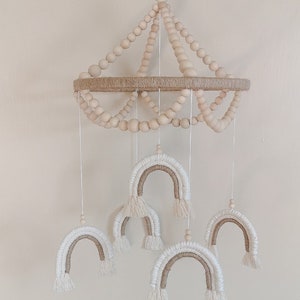 Boho Baby Mobile, Neutral Nursery Crib Mobile, Rainbow Mobile, Neutral Baby Mobile, Gender Neutral Nursery Decor Hanging Baby Mobile