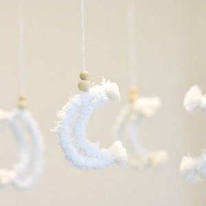 White Moon Nursery Mobile | Gender Neutral Crib Mobile| Neutral Baby Mobile| Boho Nursery| Moon Nursery| Mobile Baby Nursery