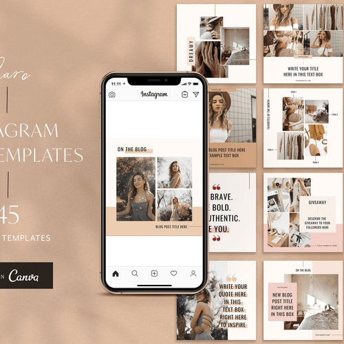 Bohemian Instagram Templates for Canva | Etsy