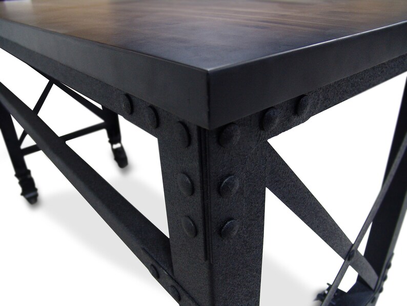 Duramax Rolling Industrial Desk with Wooden Top 72 Inches x 24 Etsy