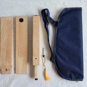 Aum Meditation Technique Support Om Board- Kriya Yoga Armrest, Rubberwood, Wooden adjustable height, with sling bag