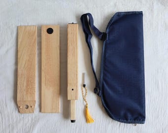 Aum Meditation Technique Support Om Board- Kriya Yoga Armrest, Rubberwood, Wooden adjustable height, with sling bag