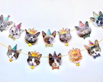 35 Pieces Pet Cat Birthday Party Supplies,Including Cat Birthday Banner,Cat Cake Topper and Cupcake Topper,Cat Paw Cat Head Balloon for Pet Cat Party Decoration