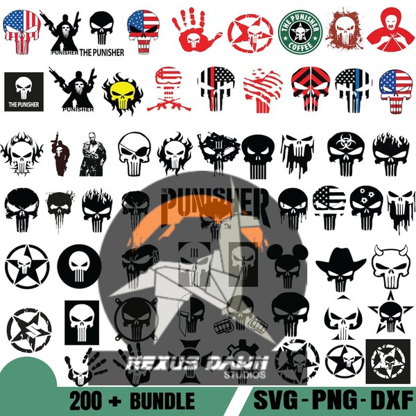 200+ Files Bundle Punisher Svg Bundle, Png, Svg, Dxf, Eps, digital files, instant download