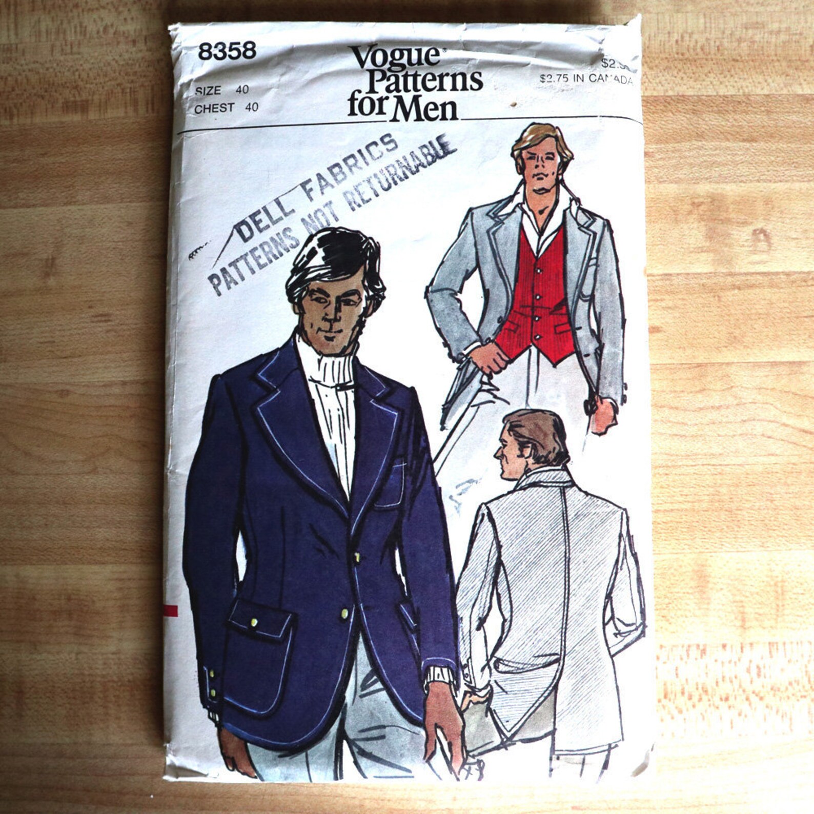 Vogue Vintage Pattern Men's Jacket and Vest - Etsy