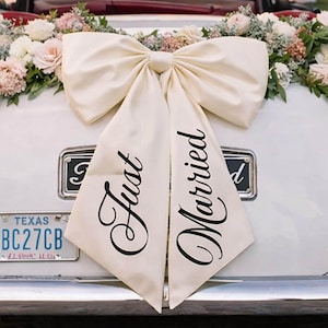 Just Married Car Bow, Satin Wedding Decoration