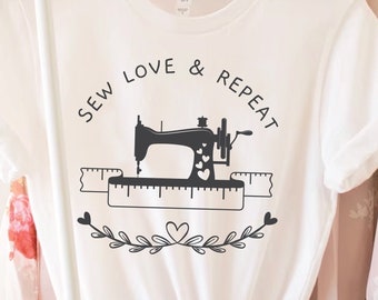 Sew Love Repeat Shirt,  Sewing Shirt, Seamstress Shirt, Sewing Mom Sweatshirt