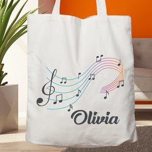 Personalized Music Tote Bag: Piano Book Bag, Musician Gift