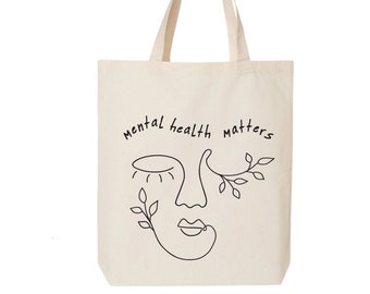 Stop Stigma Feminism Therapy Emotional Baggage Tote Bag: Therapist Gift Mental Health Recovery Mental Health Awareness
