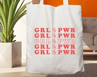 Female Empowerment Girl Power Girls Supporting Girls Reusable Shoulder bag Feminist National Womens Day Rainbow Bag GRL PWR Tote Bag
