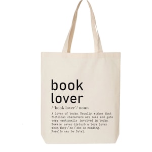 Book Lover Noun Tote, Cotton Tote Bag, Book Tote Bag, Library Bag ...