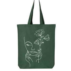 Bolso tote de algodón con diseño de una sola línea: bolso de hombro de arte minimalista. imagen 5