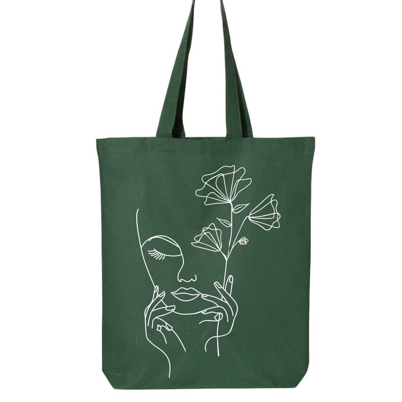 Bolso tote de algodón con diseño de una sola línea: bolso de hombro de arte minimalista. imagen 5