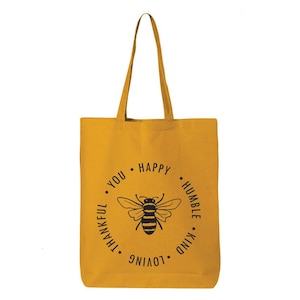 Bee Happy Cotton Tote Bag: Eco-Friendly Shopping Bag Gift