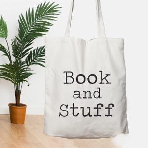Book and Stuff Tote Bag: Eco-Friendly Canvas Shoulder Bag