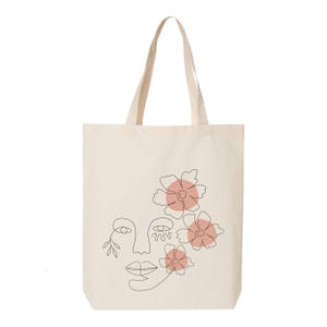 One Line Face Tote Bag, Minimalist Art, One Line Drawing, Gift For Her, Shopping Bag, Cotton Tote Bag, Tote Bag Aesthetic, Trendy Tote Bag