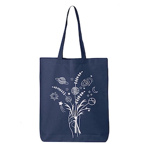 Space Galaxy Flower Cotton Tote Bag