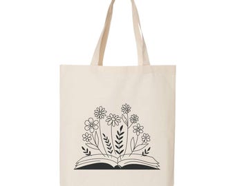 Books are Magic Tote Bag: Floral Book Lover Canvas Bag