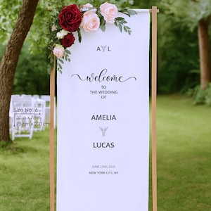 Custom Linen Wedding Sign Fabric Wedding Sign Custom Welcome Sign Linen Wedding Banner Wedding Decoration Engagement Party Sign Canvas