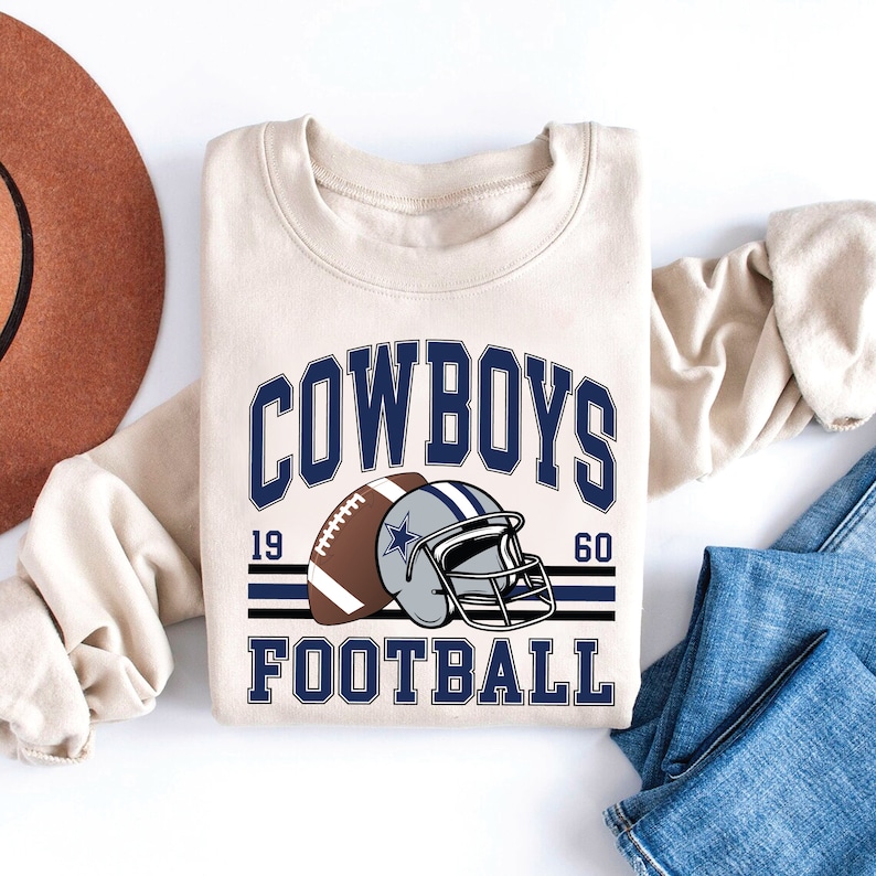 Vintage Cowboys Football Sweatshirt, Shirt Retro Style 90s Vintage Unisex Crewneck, Graphic Tee Gift For Football Fan image 1