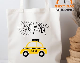 New York Taxi Cotton Tote Bag: Travel Gift