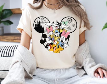Koszulki rodzinne Disney z motywem zamku w stylu retro, nostalgiczna magiczna koszulka (rozmiary dla małych dzieci i dorosłych, miękka bawełna, ekologiczna włóczka)