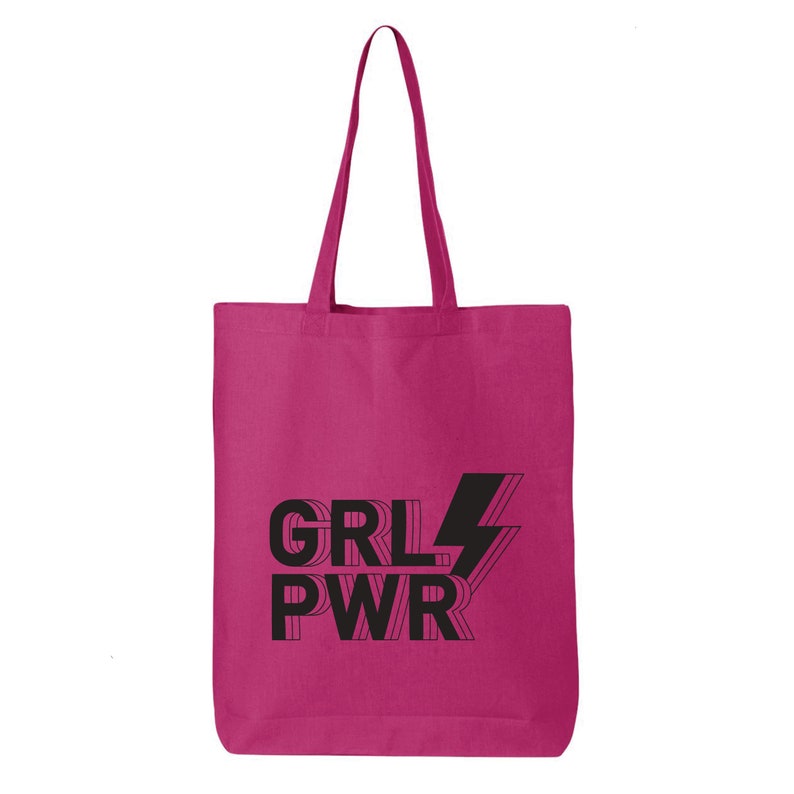 Girl Power Tote Bag GRL PWR Feminist Tote Female Shopping Etsy