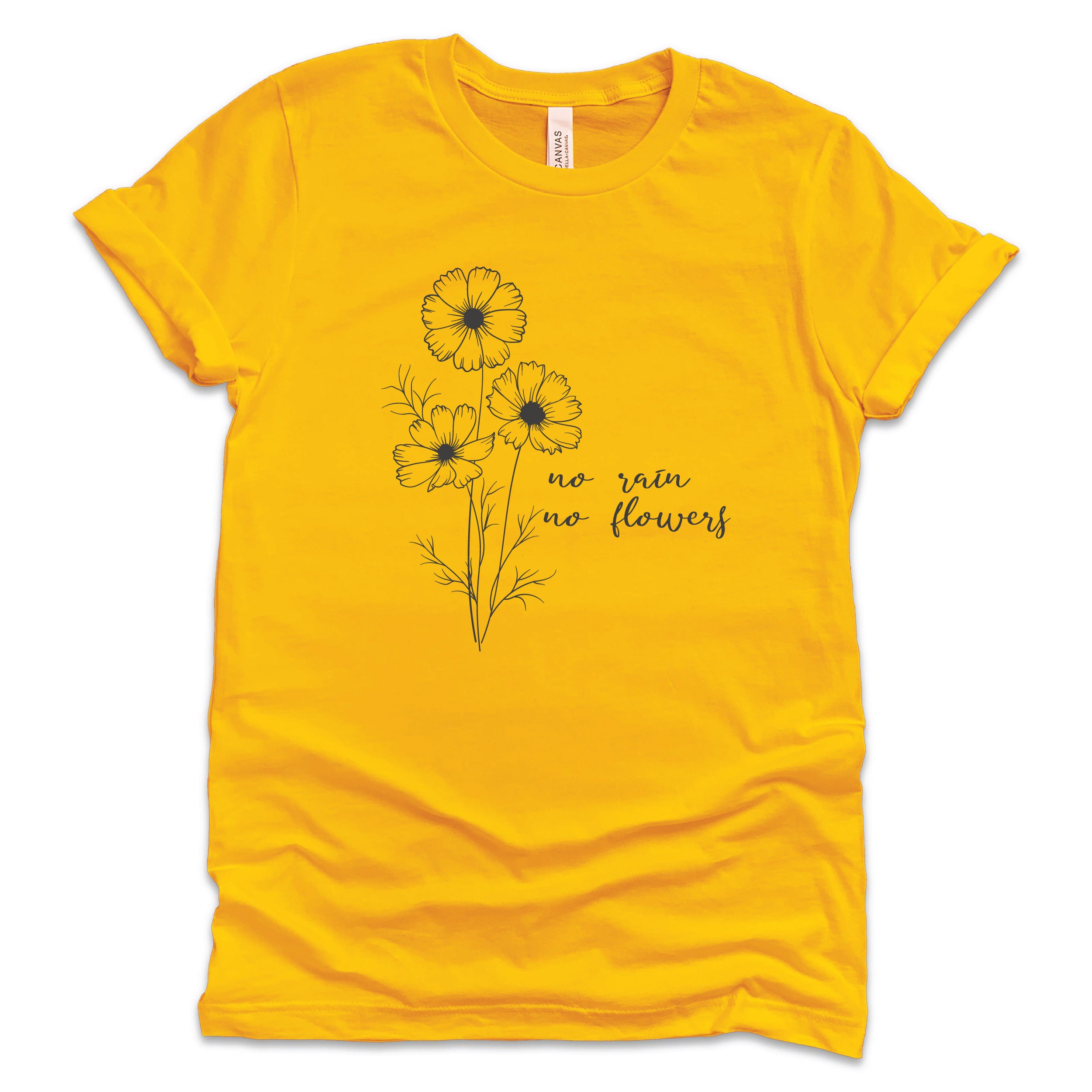 No Rain No Flowers Shirt Art Shirt Unisex Tee Botanical Etsy