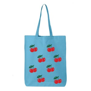 Cherry Print Tote Bag: Eco-Friendly Cotton Canvas Shopping Bag image 7