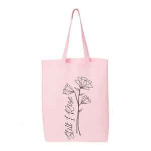Still I Rise Cotton Tote Bag: Maya Angelou Poem, Wildflower Design image 4
