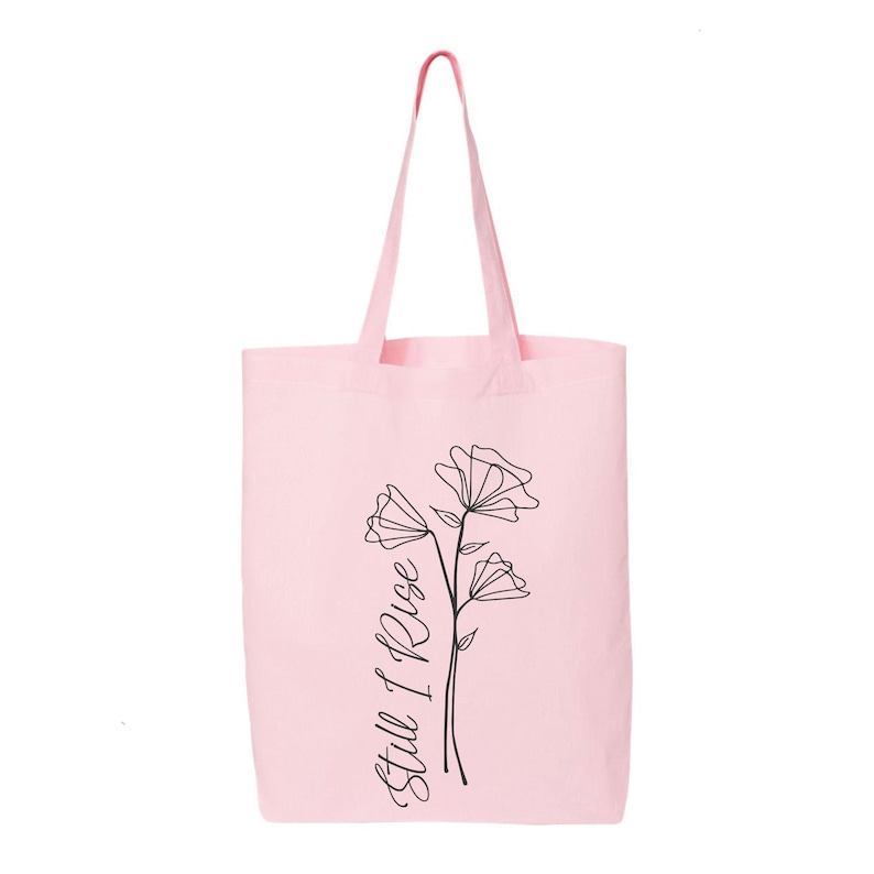 Still I Rise Cotton Tote Bag: Maya Angelou Poem, Wildflower Design image 4