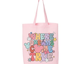 Retro Mickey Tote Bag - Nostalgic Disney Style Tote - Medium Cotton Canvas, Lightweight Durable, Everyday Use