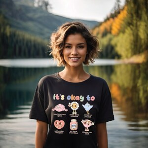 Retro 'It's Okay To' Graphic Tee: Motivational Mental Health Shirt image 3