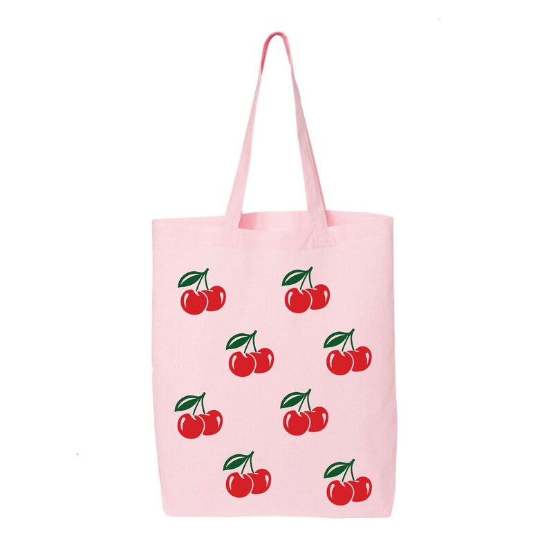 Cherry Print Tote Bag: Eco-Friendly Cotton Canvas Shopping Bag image 5