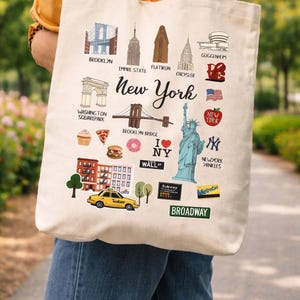 New York Wahrzeichen Einkaufstasche: Big Apple Wiederverwendbare Leinwand