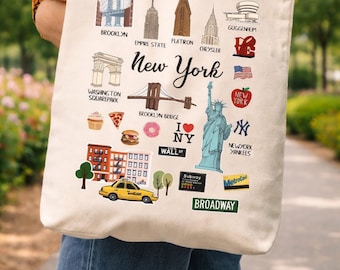 New York Landmarks-tygväska: Big Apple återanvändbar kanvas