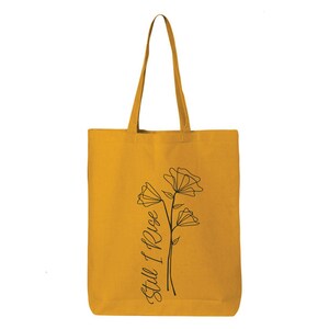 Still I Rise Cotton Tote Bag: Maya Angelou Poem, Wildflower Design image 5