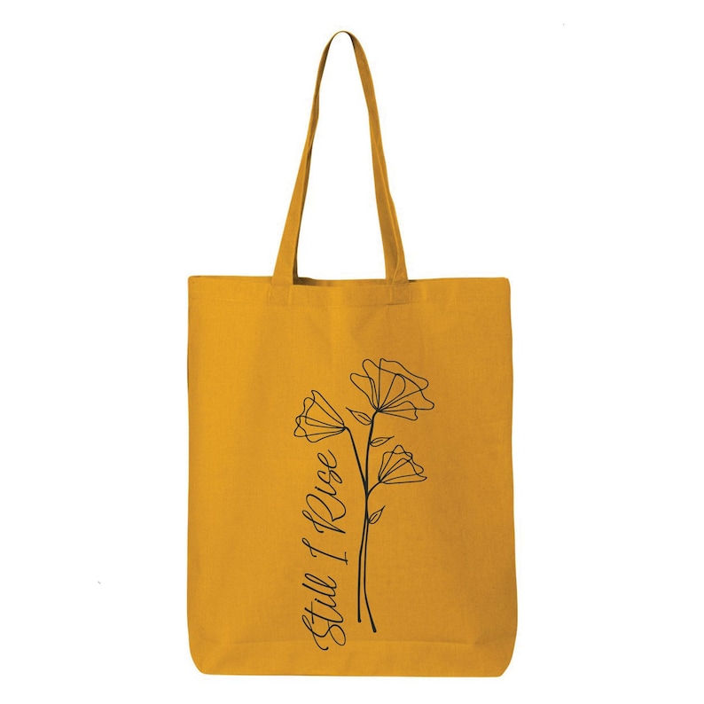 Still I Rise Cotton Tote Bag: Maya Angelou Poem, Wildflower Design image 5
